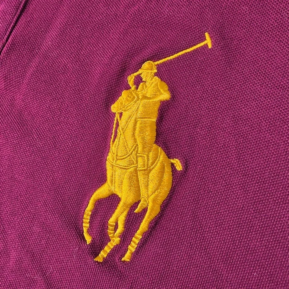 Polo Ralph Lauren BIG PONY Custom Fit Mens XL Polo Burgundy Navy White Crest